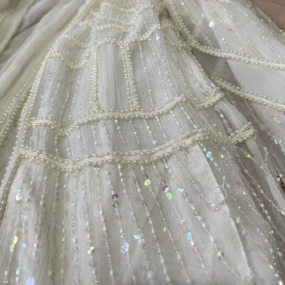 ANTIK BATIK Birma Embellished Georgette Jacket In Ivory - Picture 7 of 8